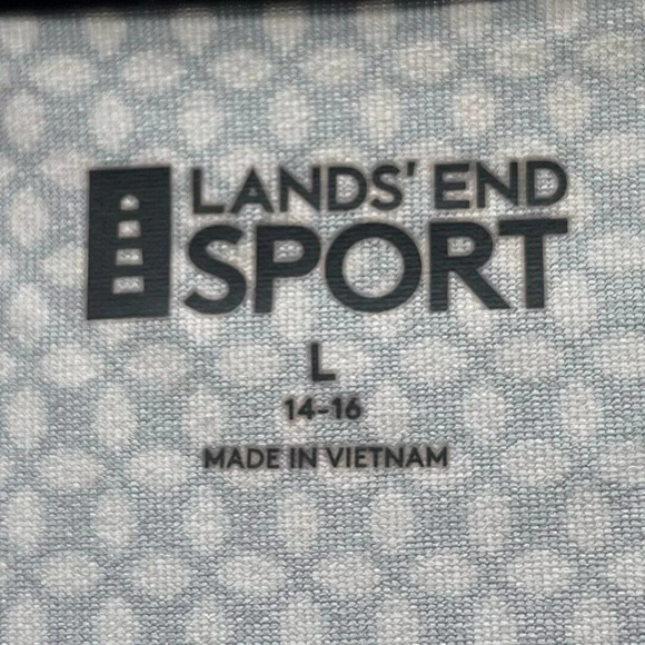 Lands' End Sport Tank Top Womens L 14-16 Printed Pleated Sleeveless Stretch Blue - Picture 10 of 10